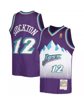 Herren Utah Jazz John Stockton No. 12 Mitchell&Ness Lila 91-92 Hartholz Classic Jersey