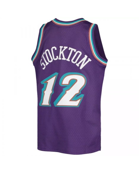 Herren Utah Jazz John Stockton No. 12 Mitchell&Ness Lila 91-92 Hartholz Classic Jersey
