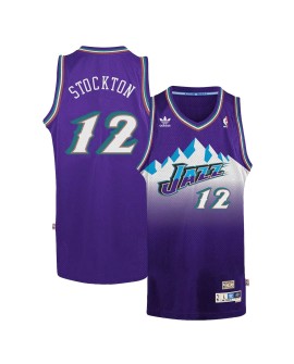 Herren NBA Utah Jazz John Stockton No. 12 Adidas Purple 1996/97 Swingman Trikot