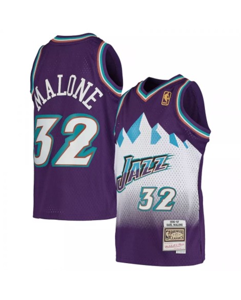 1996/97 Herren NBA Swingman Utah Jazz Karl Malone 32 Mitchell&Ness lila Trikot