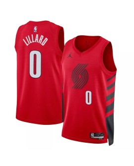 Damian Lillard Portland Trail Blazer Herren 22/23 Swingman Red Jordan No. 0 Trikot mit Reißverschluss
