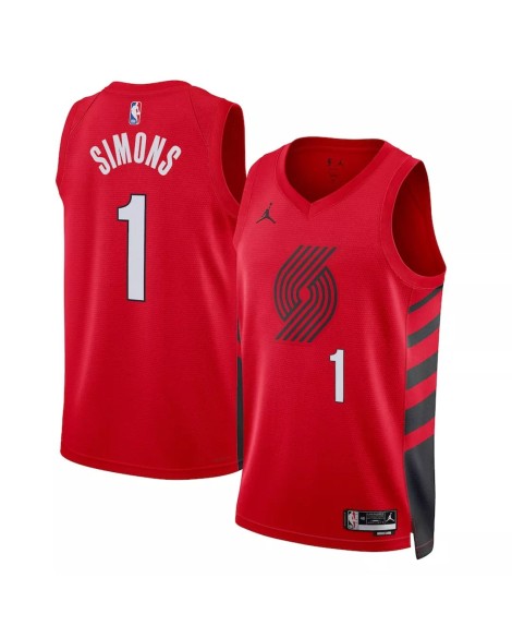 Portland Trail Blazer Anfernee Simons No.1 Jordan Red 22/23 Swingman Men's Sweatshirt mit Reißverschluss