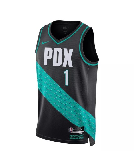 Nike Herren 22/23 Schwarzes Anfernee Simons No.1 Portland Trail Blazers Swingman Shirt