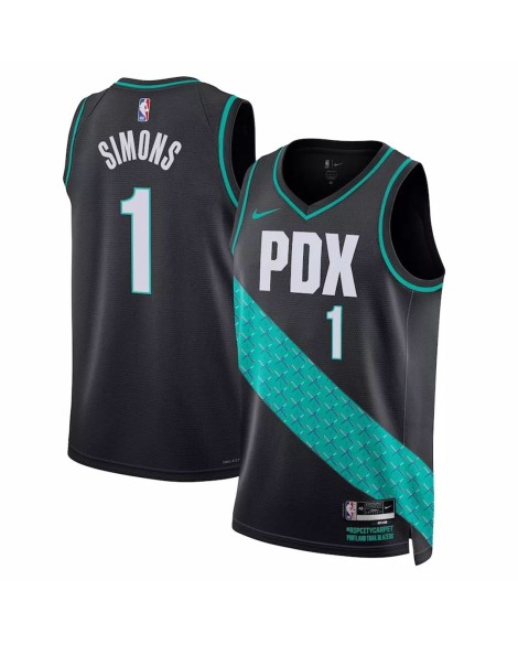 Nike Herren 22/23 Schwarzes Anfernee Simons No.1 Portland Trail Blazers Swingman Shirt