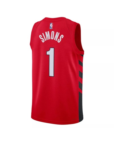 Portland Trail Blazer Anfernee Simons No.1 Jordan Red 22/23 Swingman Men's Sweatshirt mit Reißverschluss