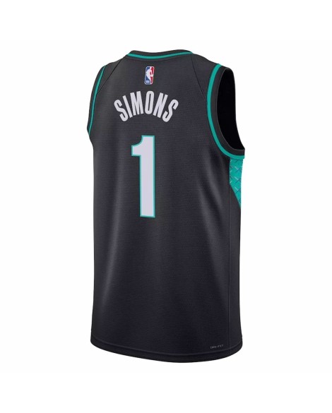 Nike Herren 22/23 Schwarzes Anfernee Simons No.1 Portland Trail Blazers Swingman Shirt