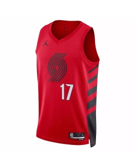 Men's Swingman Portland Trail Blazers Shadedon Sharpe 2022/23 Red Jordan 17 Shirt für Herren