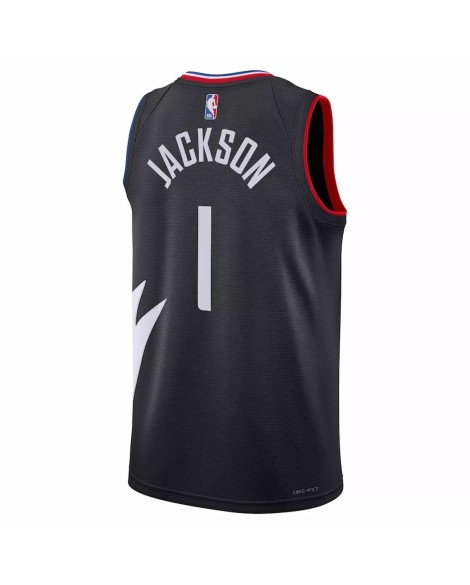 Herren Swingman LA Clippers Reggie Jackson No.1 Jordan Brand Schwarz 2022/23 Shirt mit Disclaimer Edition