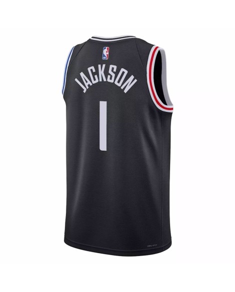 Nike Herren Nike La Clippers Reggie Jackson No.1 Schwarz 2022/23 Swingman Shirt mit City Edition