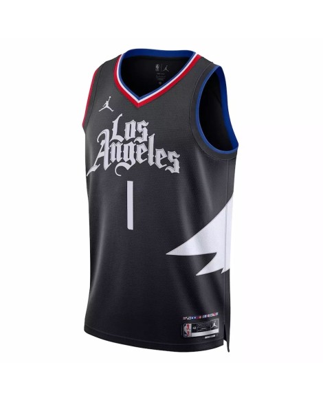 Herren Swingman LA Clippers Reggie Jackson No.1 Jordan Brand Schwarz 2022/23 Shirt mit Disclaimer Edition