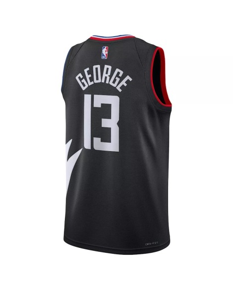 Paul George No.13 Jordan Brand Schwarz 2022/23 Herren Swingman LA Clippers Shirt mit Disclaimer Edition