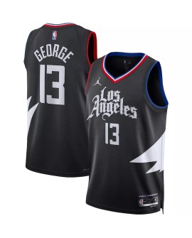 Paul George No.13 Jordan Brand Schwarz 2022/23 Herren Swingman LA Clippers Shirt mit Disclaimer Edition
