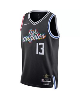 Nike Herren Nike Schwarz 2022/23 La Clippers Paul George No. 13 Swingman Hemd für Männer