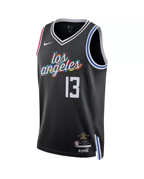 Nike Herren Nike Schwarz 2022/23 La Clippers Paul George No. 13 Swingman Hemd für Männer