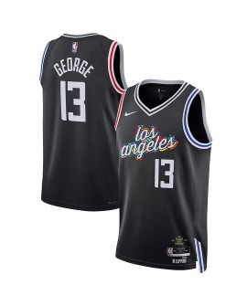 Nike Herren Nike Schwarz 2022/23 La Clippers Paul George No. 13 Swingman Hemd für Männer