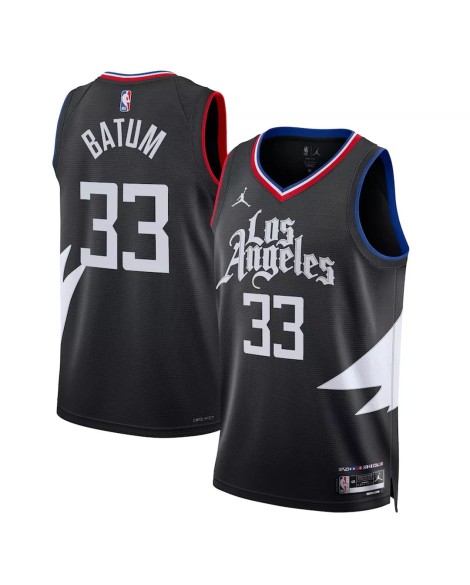 Nicolas Batum No.33 Jordan Brand 2022/23 Herren Swingman La Clippers Schwarzes Shirt mit Disclaimer Edition