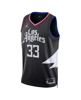 Nicolas Batum No.33 Jordan Brand 2022/23 Herren Swingman La Clippers Schwarzes Shirt mit Disclaimer Edition