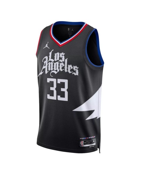 Nicolas Batum No.33 Jordan Brand 2022/23 Herren Swingman La Clippers Schwarzes Shirt mit Disclaimer Edition