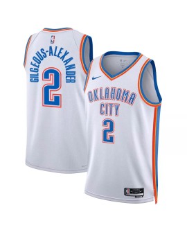Nike Herren Nike White 2022/23 Oklahoma City Thunder Shai Gilgeous Alexander No.2 Swingman Shirt mit Association Edition