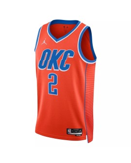 Herren Oklahoma City Thunder Shai Gilgeous Alexander No.2 Jordan Brand Orange 2022/23 Swingman Jersey mit Disclaimer Edition