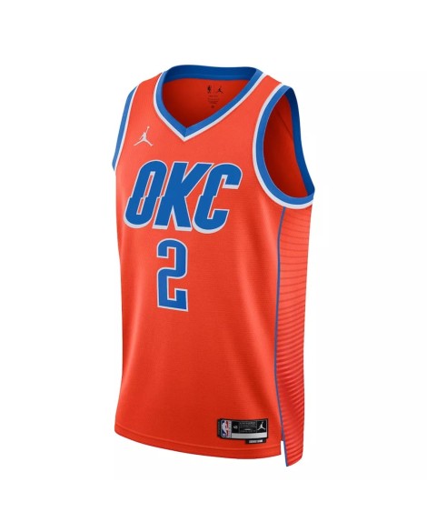 Herren Oklahoma City Thunder Shai Gilgeous Alexander No.2 Jordan Brand Orange 2022/23 Swingman Jersey mit Disclaimer Edition
