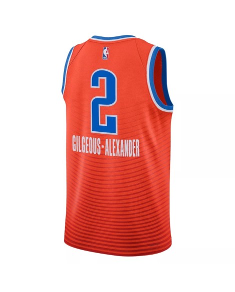 Herren Oklahoma City Thunder Shai Gilgeous Alexander No.2 Jordan Brand Orange 2022/23 Swingman Jersey mit Disclaimer Edition