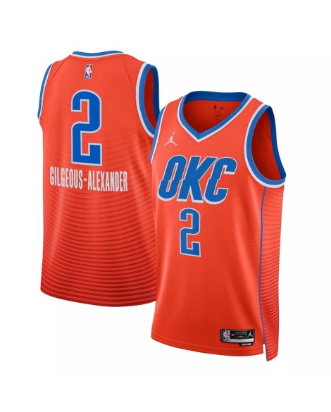 Herren Oklahoma City Thunder Shai Gilgeous Alexander No.2 Jordan Brand Orange 2022/23 Swingman Jersey mit Disclaimer Edition