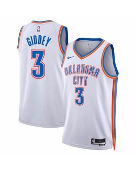 Herren Nike Weiß 2022/23 Oklahoma City Thunder Josh Giddey No. 3 Swingman Shirt mit Association Edition
