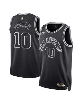 San Antonio Spurs Jeremy Sochan #10 Nike Noir 2022/23 Swingman Maillot für Damen und Herren