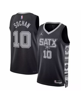 Herren San Antonio Spurs Jeremy Sochan No. 10 Jordan Brand Schwarz 2022/23 Swingman Jersey mit Disclaimer Edition