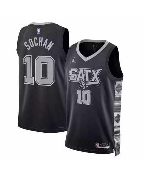 Herren San Antonio Spurs Jeremy Sochan No. 10 Jordan Brand Schwarz 2022/23 Swingman Jersey mit Disclaimer Edition