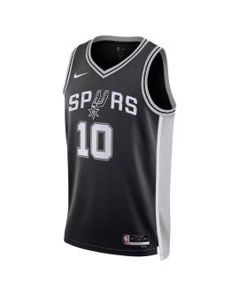 Nike Herren Nike Schwarz 2022/23 San Antonio Spurs Jeremy Sochan No. 10 Swingman Shirt mit Icon Edition