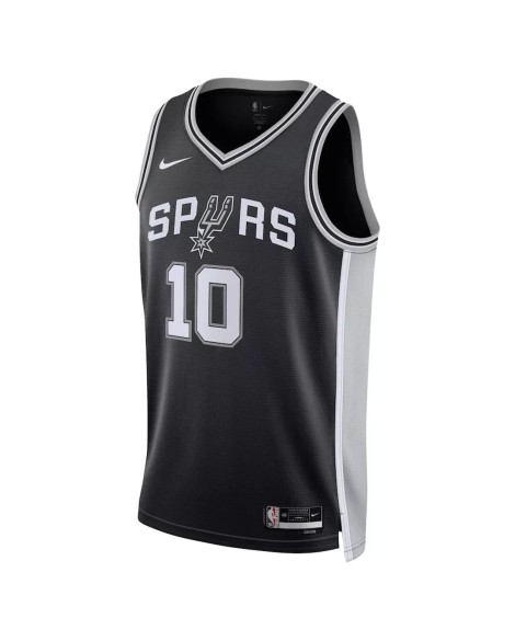 Nike Herren Nike Schwarz 2022/23 San Antonio Spurs Jeremy Sochan No. 10 Swingman Shirt mit Icon Edition