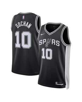 Nike Herren Nike Schwarz 2022/23 San Antonio Spurs Jeremy Sochan No. 10 Swingman Shirt mit Icon Edition