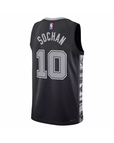 Herren San Antonio Spurs Jeremy Sochan No. 10 Jordan Brand Schwarz 2022/23 Swingman Jersey mit Disclaimer Edition