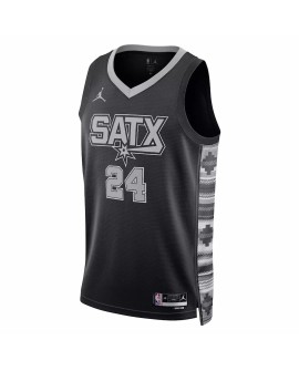 Herren San Antonio Spurs Devin Vassell 24 Jordan Brand Schwarz 2022/23 Swingman Jersey mit Disclaimer Edition