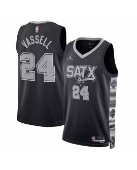 Herren San Antonio Spurs Devin Vassell 24 Jordan Brand Schwarz 2022/23 Swingman Jersey mit Disclaimer Edition