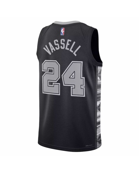 Herren San Antonio Spurs Devin Vassell 24 Jordan Brand Schwarz 2022/23 Swingman Jersey mit Disclaimer Edition