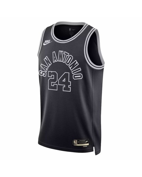 Nike Herren Nike Schwarz 2022/23 San Antonio Spurs Devin Vassell No. 24 Swingman Hemd für Herren