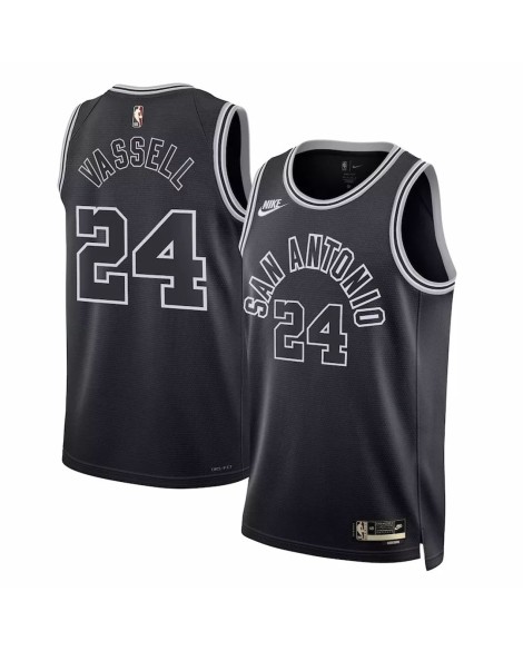 Nike Herren Nike Schwarz 2022/23 San Antonio Spurs Devin Vassell No. 24 Swingman Hemd für Herren
