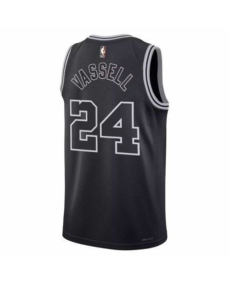 Nike Herren Nike Schwarz 2022/23 San Antonio Spurs Devin Vassell No. 24 Swingman Hemd für Herren