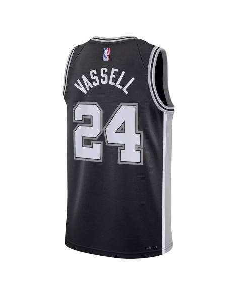 Herren Nike Schwarz 2022/23 San Antonio Spurs Devin Vassell No. 24 Swingman Trikot, Icon Version