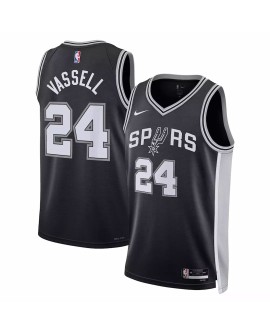 Herren Nike Schwarz 2022/23 San Antonio Spurs Devin Vassell No. 24 Swingman Trikot, Icon Version