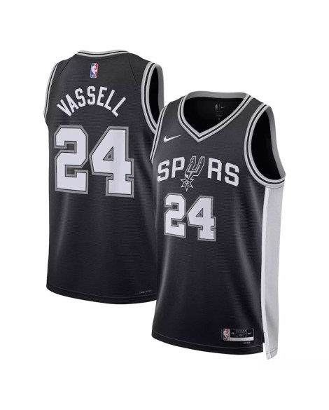 Herren Nike Schwarz 2022/23 San Antonio Spurs Devin Vassell No. 24 Swingman Trikot, Icon Version