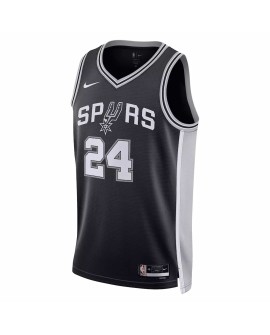 Herren Nike Schwarz 2022/23 San Antonio Spurs Devin Vassell No. 24 Swingman Trikot, Icon Version