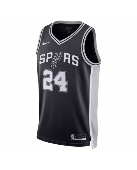 Herren Nike Schwarz 2022/23 San Antonio Spurs Devin Vassell No. 24 Swingman Trikot, Icon Version
