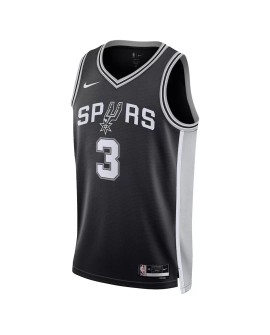 Herren Nike Schwarz 2022/23 San Antonio Spurs Keldon Johnson No. 3 Swingman Trikot mit Icon Version