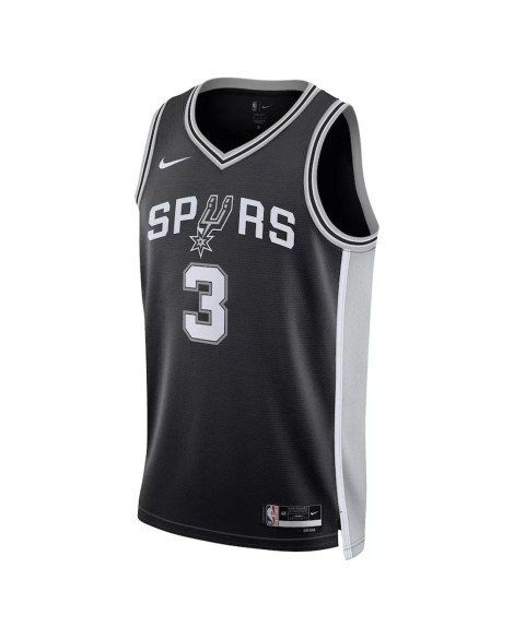 Herren Nike Schwarz 2022/23 San Antonio Spurs Keldon Johnson No. 3 Swingman Trikot mit Icon Version