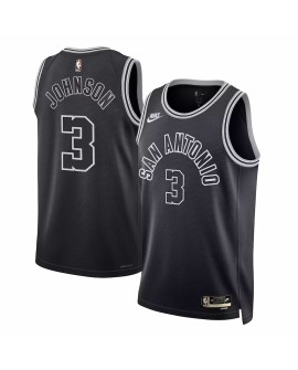 Herren Nike Schwarz 2022/23 San Antonio Spurs Keldon Johnson No. 3 Swingman Trikot mit Classic Edition