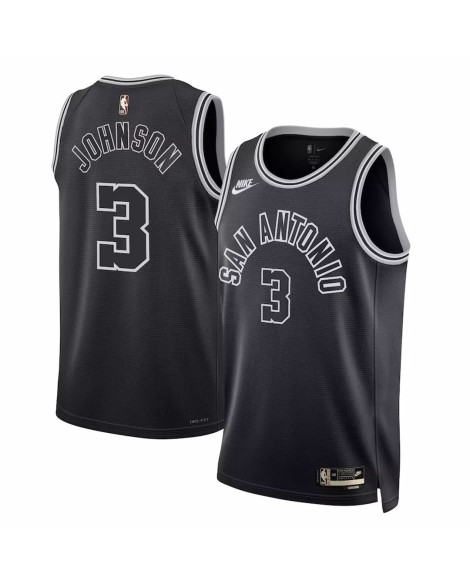 Herren Nike Schwarz 2022/23 San Antonio Spurs Keldon Johnson No. 3 Swingman Trikot mit Classic Edition